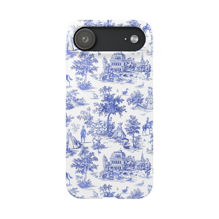 Slim Blue Vintage French Toile Cute Phone Cases for Iphone 16 Pro Max | iPhone 15 Case | iPhone 15 Pro Max Case, Iphone 14, Iphone 14 Pro Max, Iphone 13 12 11 8 7 - Studio40ParkLane