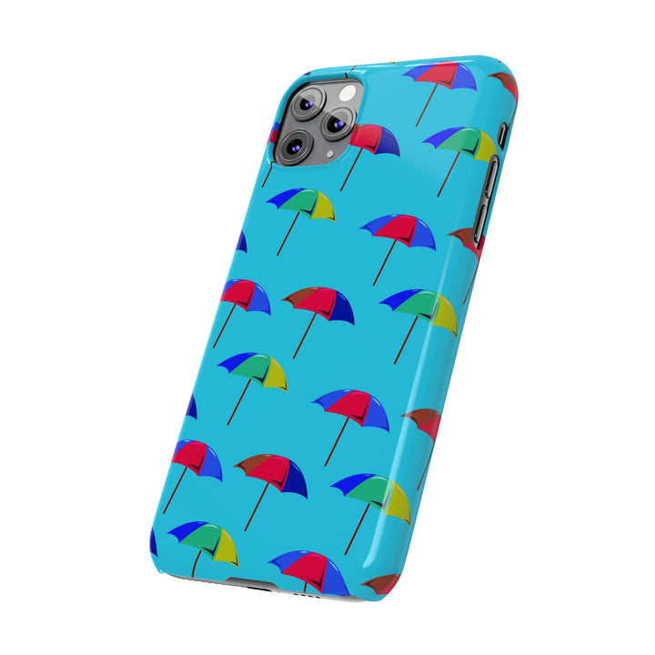 Slim Cute Phone Cases for Iphone - | iPhone 15 Case | iPhone 15 Pro Max Case, Iphone 14 Case, Iphone 14 Pro Max, Iphone 13, Colorful Beach Parasol Blue - Studio40ParkLane