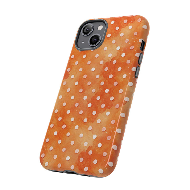 Aesthetic Tough Orange Polka Dots Watercolor Phone Case - For iPhone 17 Pro Max iPhone 16 Pro iPhone 15 Iphone 14 Plus 13 Pro 12 11 10 XR - Studio40ParkLane