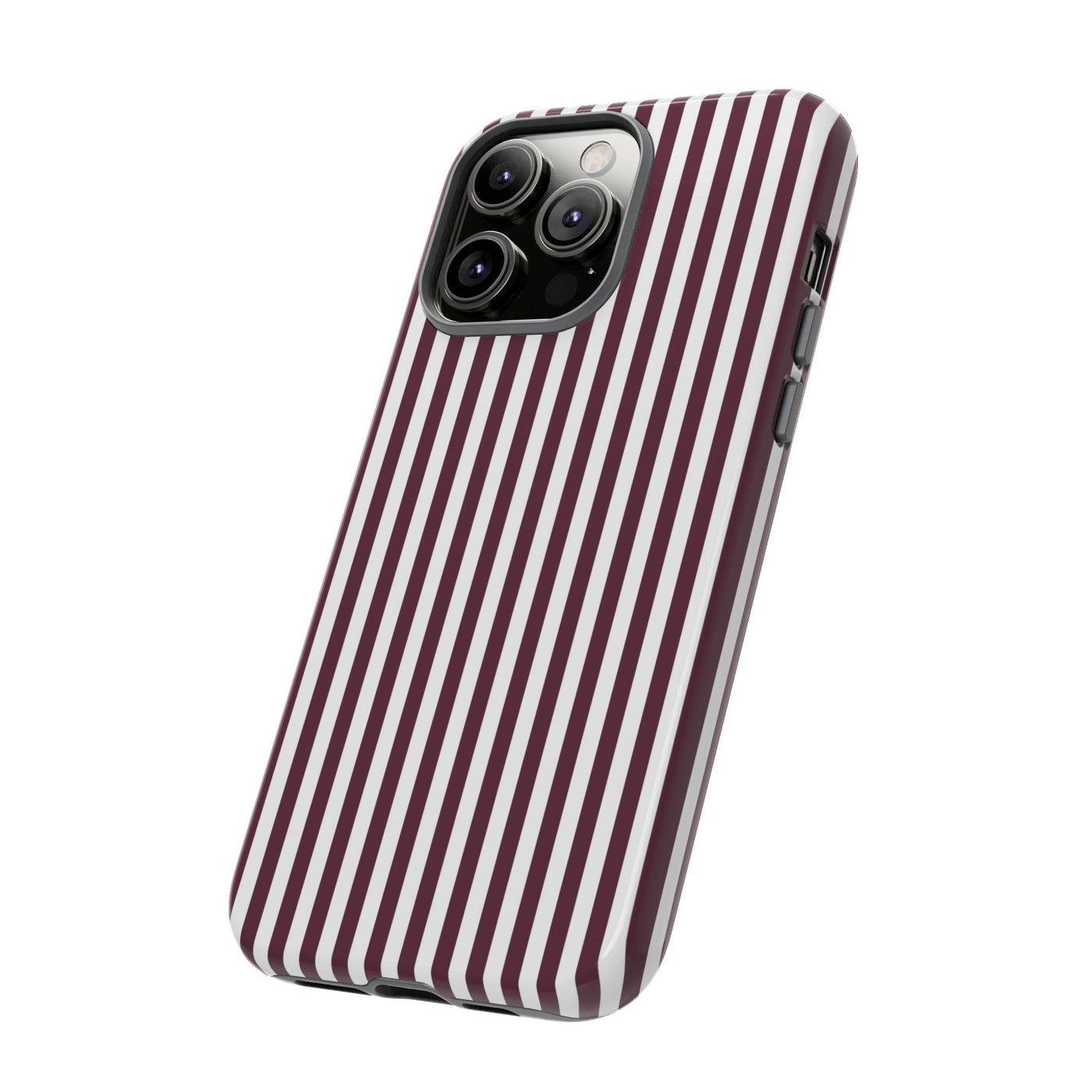 Tough Premium Burgundy Stripes Phone Case Gift for Her - For Apple iPhone 16 Pro Max 16e iPhone 15 Pro iPhone Iphone 14 Plus 13 Pro 12 SE XR - Studio40ParkLane