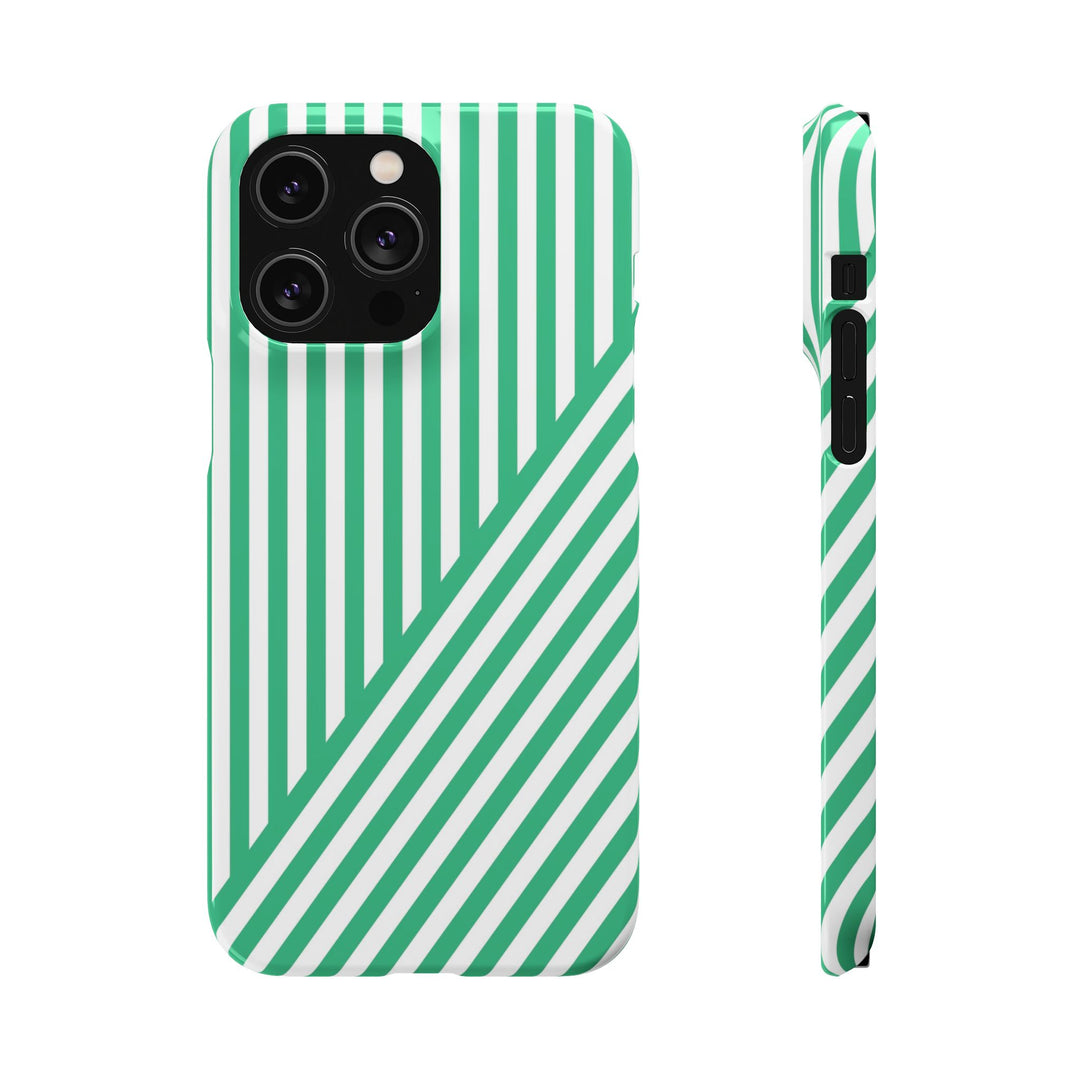 Aesthetic Emerald Stripes Cute Phone Case Sleek Snap - For iPhone 17 Pro Max iPhone 16 Pro iPhone 15 Iphone 14 Plus 13 Pro 12 11 10 Gift