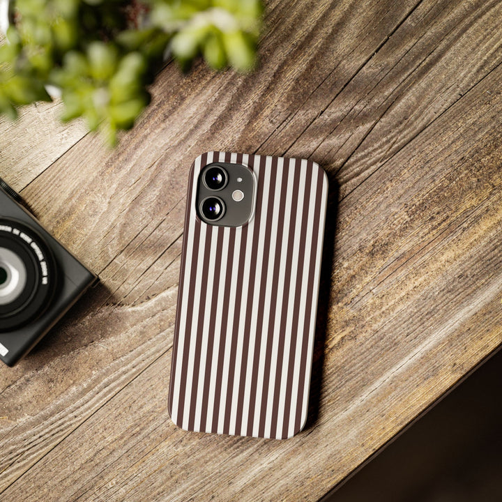 Slim Carriage Brown Striped Cute Phone Case for Iphone 16 - | iPhone 15 Pro Max Case | iPhone 14 Case Iphone 13 12 11 10 9 8 7 Gift for Her - Studio40ParkLane