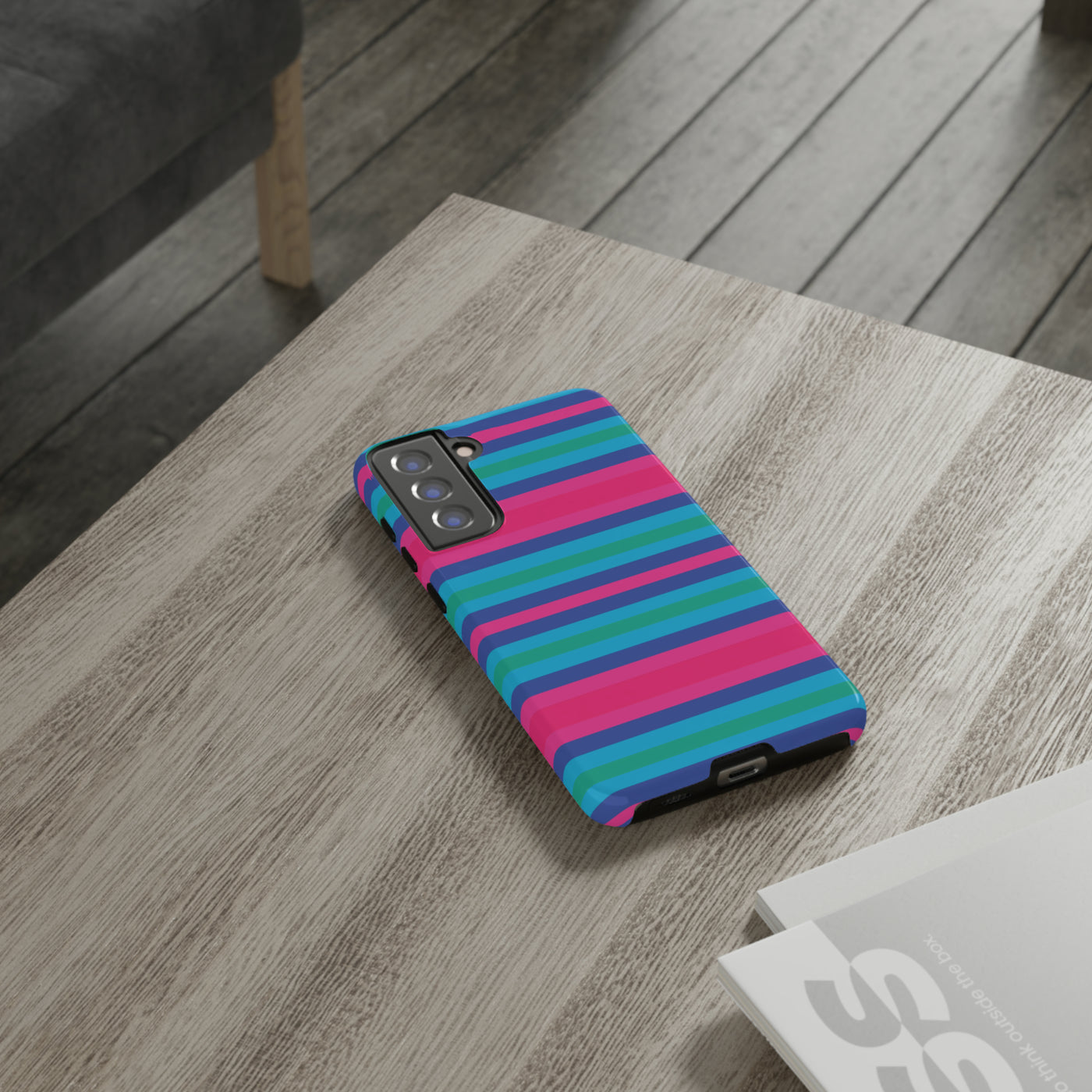 Cute Samsung Phone Case | Aesthetic Samsung Phone Case | Stripes Blue Pink | Galaxy S23, S22, S21, S20 | Luxury Double Layer | Cool