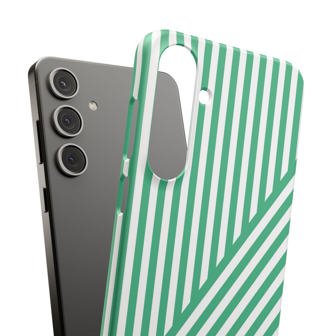 Aesthetic Emerald Stripes Cute Phone Case Sleek Snap - For iPhone 17 Pro Max iPhone 16 Pro iPhone 15 Iphone 14 Plus 13 Pro 12 11 10 Gift