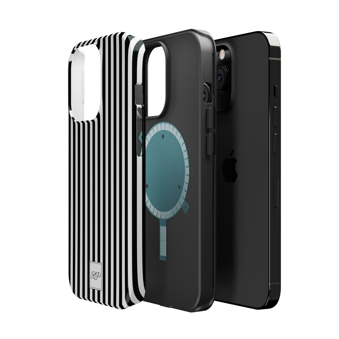 Custom Personalized Black White Striped Magsafe Phone Case for Iphone 17 - | iPhone 16 Pro Max Case | iPhone 15 Case Iphone 14 13 12 11 10 - Studio40ParkLane