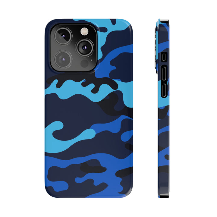 Slim Cute Phone Cases for Iphone - | iPhone 15 Case | iPhone 15 Pro Max Case, Iphone 14 Case, Iphone 14 Pro Max, Iphone 13, Blue Camouflage - Studio40ParkLane