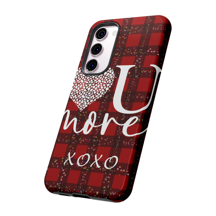 Cute Samsung Phone Cases, Designer Samsung Galaxy S23 Phone Case, Samsung S22 Case, Samsung S21 Case, Samsung S20 Case, Red Plaid Love You - Studio40ParkLane