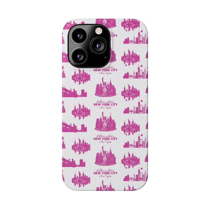 Slim New York Skyline Pink Collage Coquette Gift for Her Cute Phone Cases for Iphone 16 Pro Max | iPhone 15 Case | iPhone 15 Pro Max Case, Iphone 14, Iphone 14 Pro Max, Iphone 13 12 11 8 7 - Studio40ParkLane