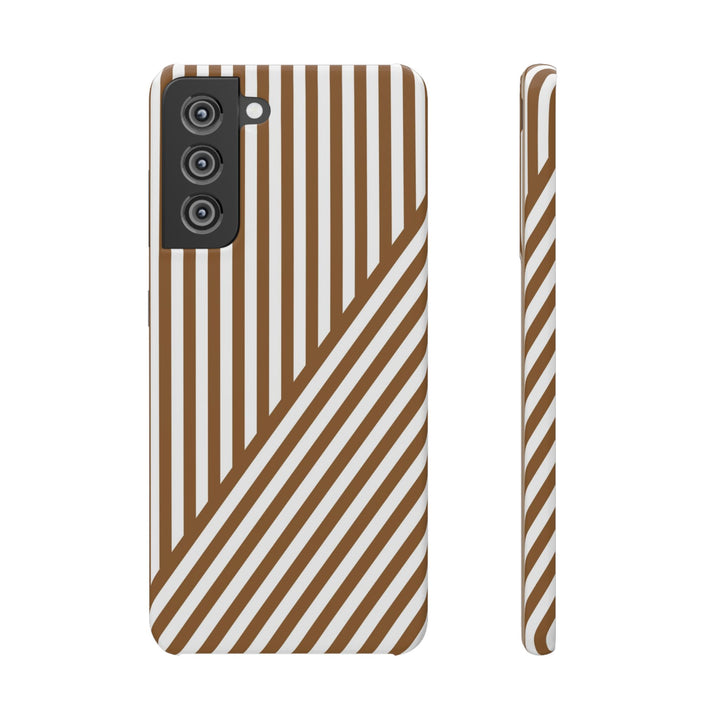 Aesthetic Mocha Brown Stripes Cute Phone Case Sleek Snap - For iPhone 17 Pro Max iPhone 16 Pro iPhone 15 Iphone 14 Plus 13 Pro 12 11 10 Gift - Studio40ParkLane