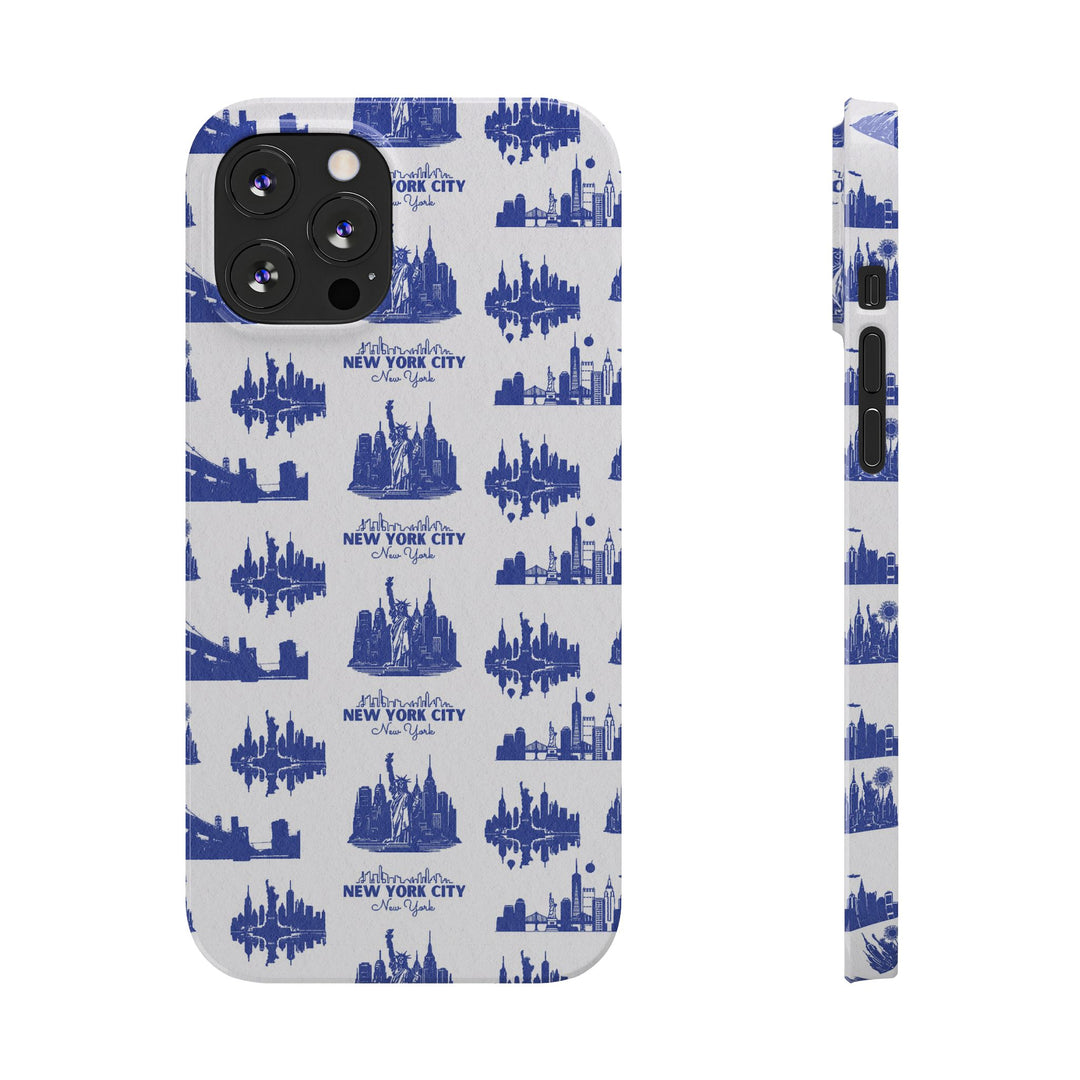 Slim New York Skyline Blue Collage Coquette Gift for Her Cute Phone Cases for Iphone 16 Pro Max | iPhone 15 Case | iPhone 15 Pro Max Case, Iphone 14, Iphone 14 Pro Max, Iphone 13 12 11 8 7 - Studio40ParkLane