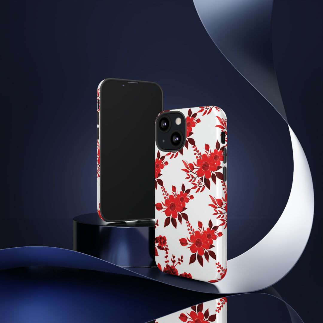 Cute IPhone Case | Red White Flowers, iPhone 15 Case | iPhone 15 Pro Case, Iphone 14 Case, Iphone 14 Pro Max Case, Protective Iphone Case - Studio40ParkLane