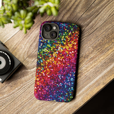 Faux Chic Play on Glitter Effect Cute Phone Case, for IPhone 16 pro Max | Iphone 15, Iphone 14, IPhone 13 Case, 11 8 7, Samsung Galaxy S24, S23, S22, S21, 2 Layer Protection