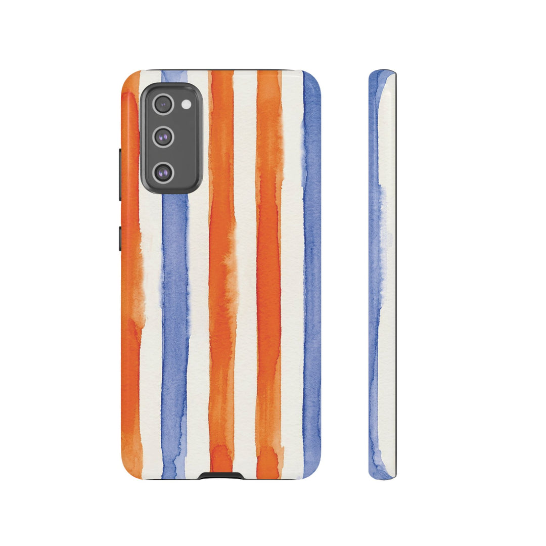 Tough Cute Blue Orange Stripes Phone Case, for IPhone 17 Pro Max | Iphone 17 Air, Iphone 16, IPhone 15, 14 13 12, Samsung Galaxy S26, S25, S24, S23 - Studio40ParkLane