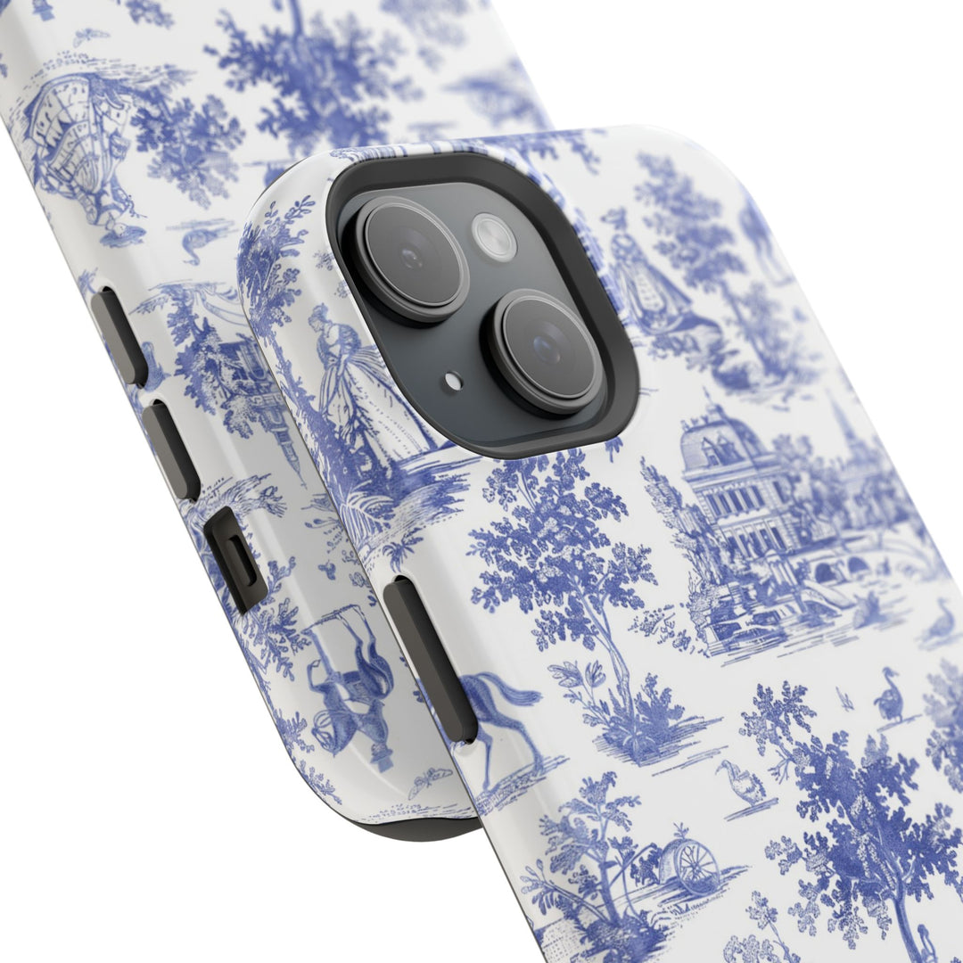 Blue Toile Magnetic Impact-Resistant Cute Phone Case for Iphone 16, iPhone 15 Pro Max Plus 14, 13, 12, 11 Gift for her - Studio40ParkLane