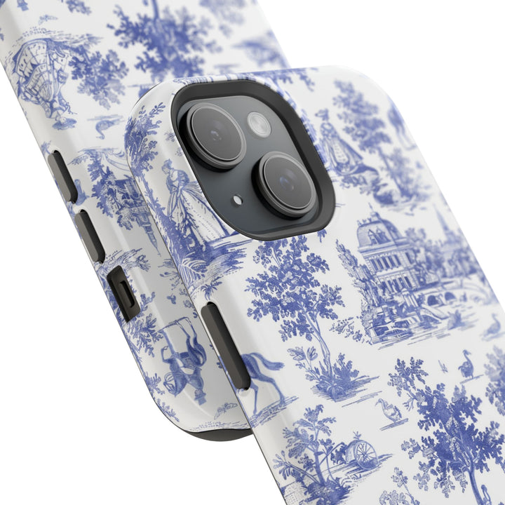 Blue Toile Magnetic Impact-Resistant Cute Phone Case for Iphone 16, iPhone 15 Pro Max Plus 14, 13, 12, 11 Gift for her - Studio40ParkLane
