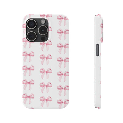 Slim Pink Bows Cute Phone Cases for Iphone 16 Pro Max | iPhone 15 Case | iPhone 15 Pro Max Case, Iphone 14, Iphone 14 Pro Max, Iphone 13 12 11 8 7