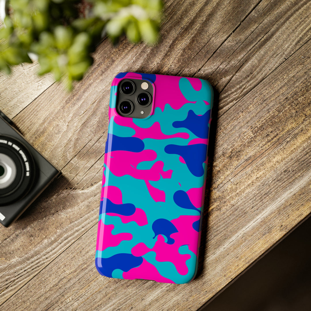 Slim Cute Phone Cases for Iphone - | iPhone 15 Case | iPhone 15 Pro Max Case, Iphone 14 Case, Iphone 14 Pro Max, Iphone 13, Blue Pink Camouflage - Studio40ParkLane