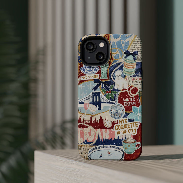 New York Winter Coquette Collage Tough Magsafe Cute Phone Cases for Iphone | iPhone 17 Pro Max Case, Iphone 16, Iphone 15 14 13 12 11 10 9