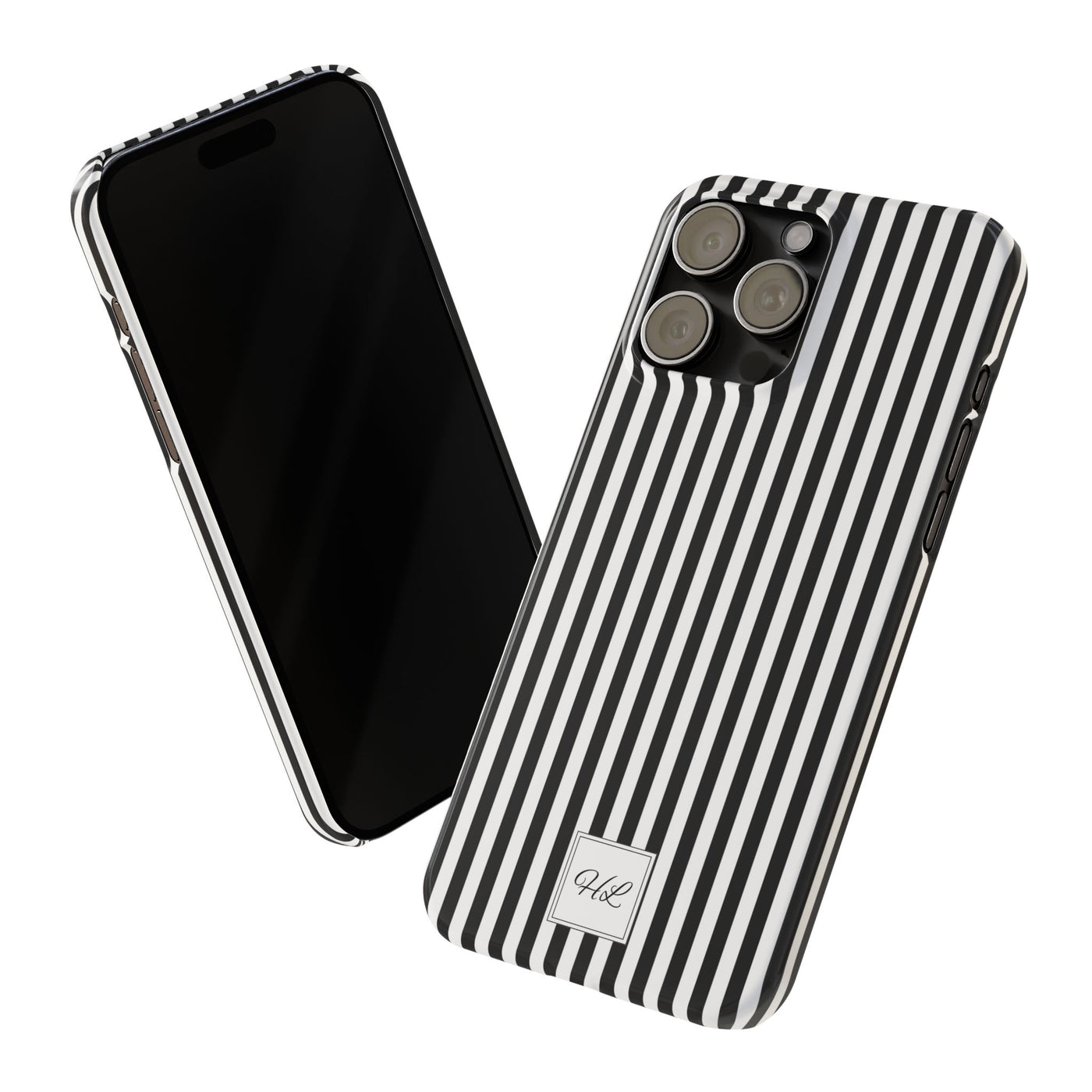 Slim Custom Personalized Black White Striped Phone Case for Iphone 16 - | iPhone 15 Pro Max Case | iPhone 14 Case Iphone 13 12 11 10 9 8 - Studio40ParkLane