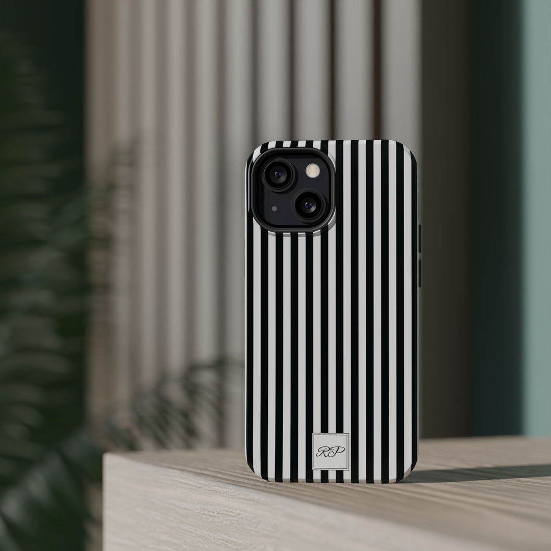 Custom Personalized Black White Striped Magsafe Phone Case for Iphone 17 - | iPhone 16 Pro Max Case | iPhone 15 Case Iphone 14 13 12 11 10 - Studio40ParkLane