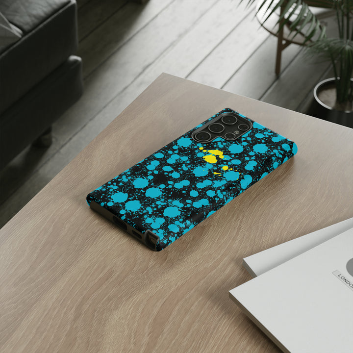 Cute Samsung Phone Cases, Blue Paint Splash Designer Samsung Galaxy S23 Phone Case, Samsung S22 Case, Samsung S21 Case, S20 - Studio40ParkLane