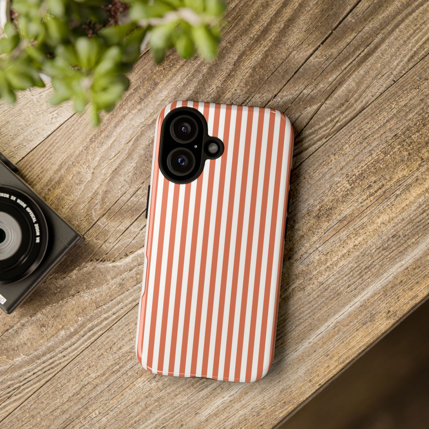 Tough Premium Peach Stripes Phone Case Gift for Her - For Apple iPhone 16 Pro Max 16e iPhone 15 Pro iPhone Iphone 14 Plus 13 Pro 12 SE XR - Studio40ParkLane