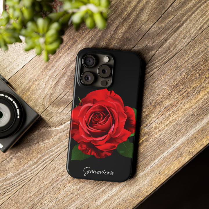 Slim Custom Personalized Red Rose Flowers Gift for Her Cute Phone Cases for Iphone 16 Pro Max | iPhone 15 Case | iPhone 15 Pro Max Case, Iphone 14, Iphone 14 Pro Max, Iphone 13 12 11 8 7 - Studio40ParkLane