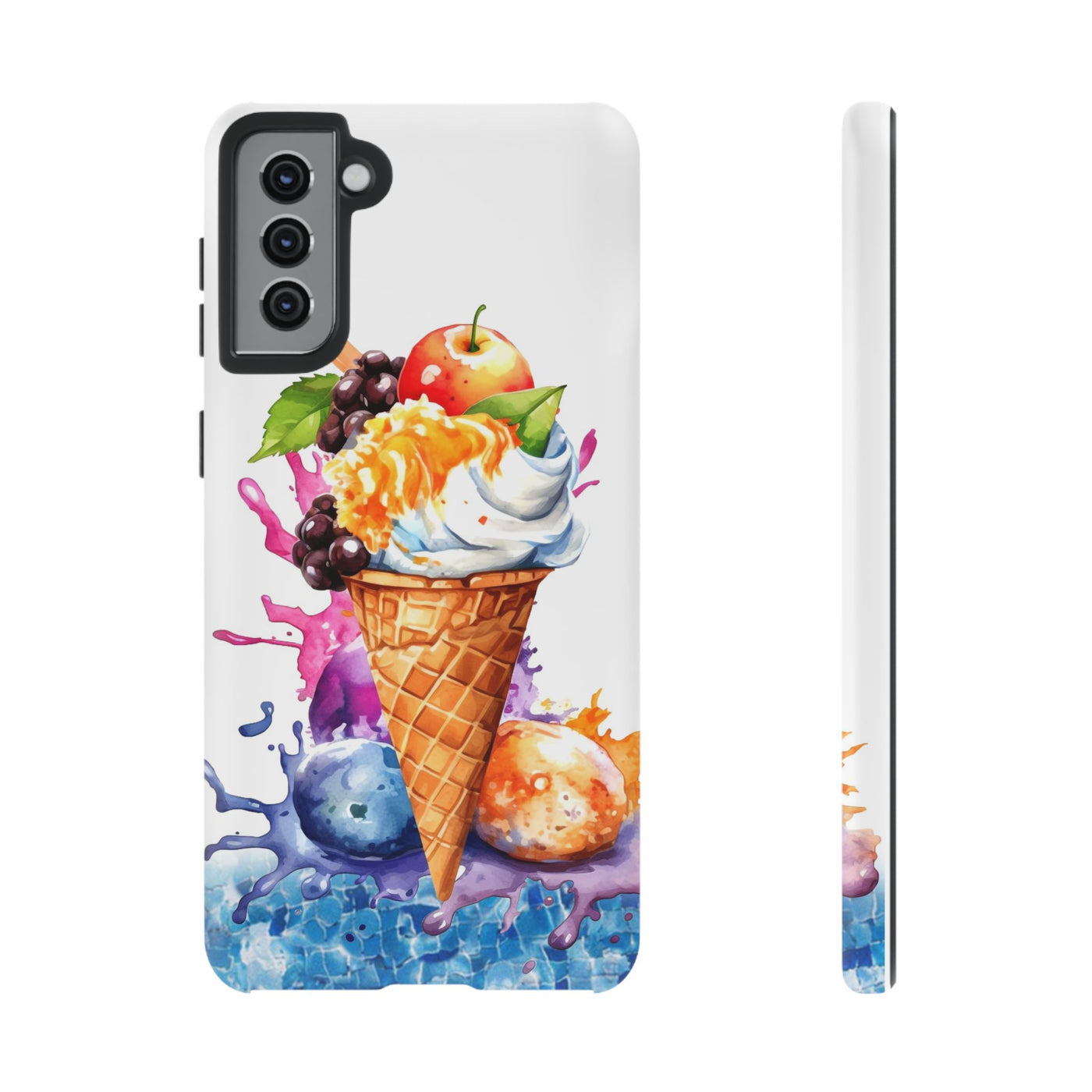 Impact Resistant, Summer Ice Cream Cone, Cute Phone Cases for Samsung S24, S23, S22, S21, IPhone 15 pro Iphone 14 pro Iphone 13 IPhone 12 Iphone 11