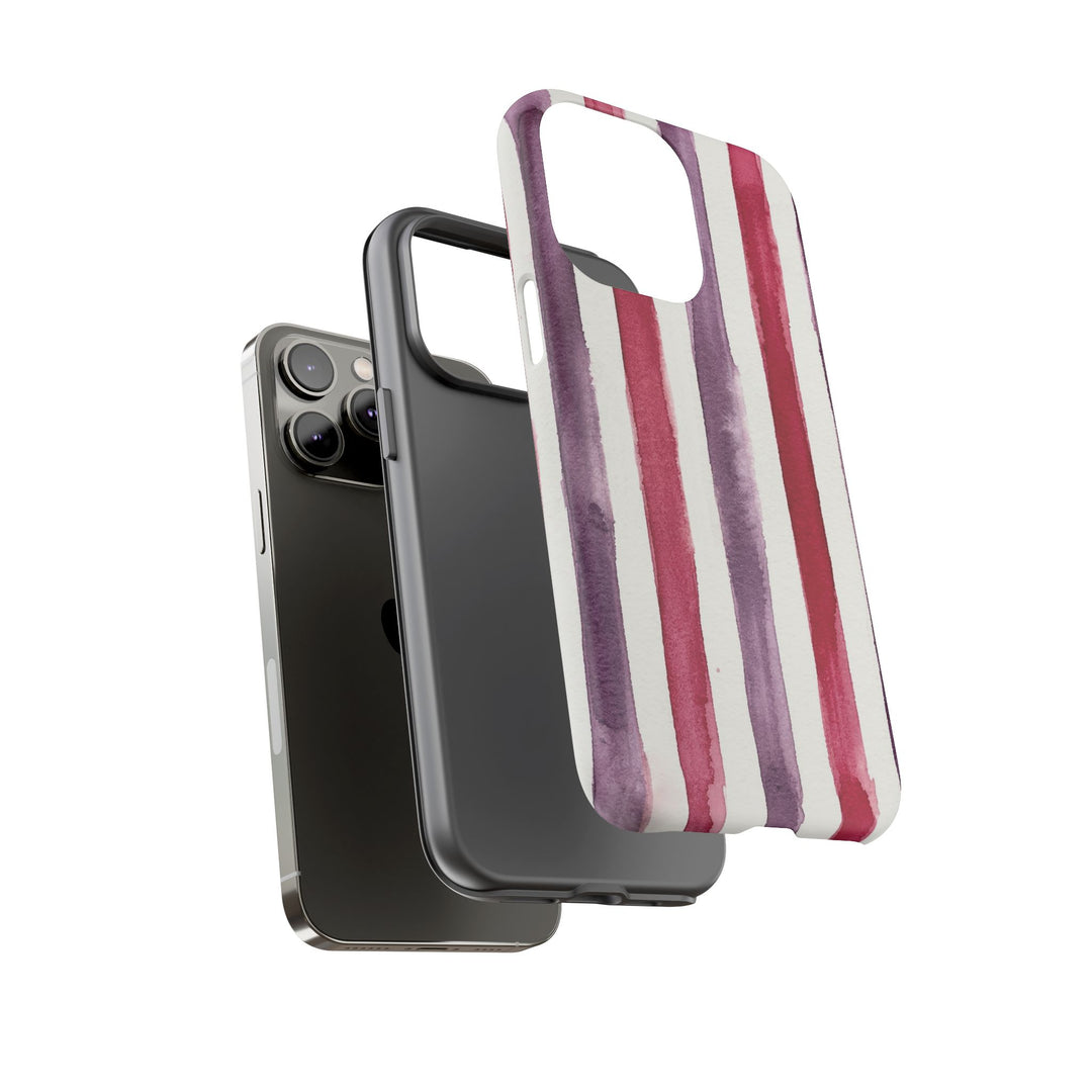 Tough Cute Wine Red Purple Stripes Phone Case, for IPhone 17 Pro Max | Iphone 17 Air, Iphone 16, IPhone 15, 14 13 12, Samsung Galaxy S26, S25, S24, S23 - Studio40ParkLane