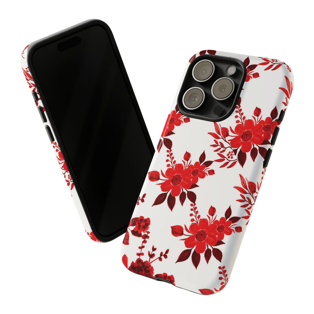 Cute IPhone Case | Red White Flowers, iPhone 15 Case | iPhone 15 Pro Case, Iphone 14 Case, Iphone 14 Pro Max Case, Protective Iphone Case - Studio40ParkLane