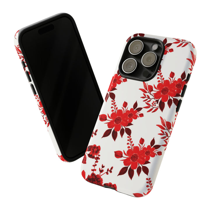 Cute IPhone Case | Red White Flowers, iPhone 15 Case | iPhone 15 Pro Case, Iphone 14 Case, Iphone 14 Pro Max Case, Protective Iphone Case - Studio40ParkLane