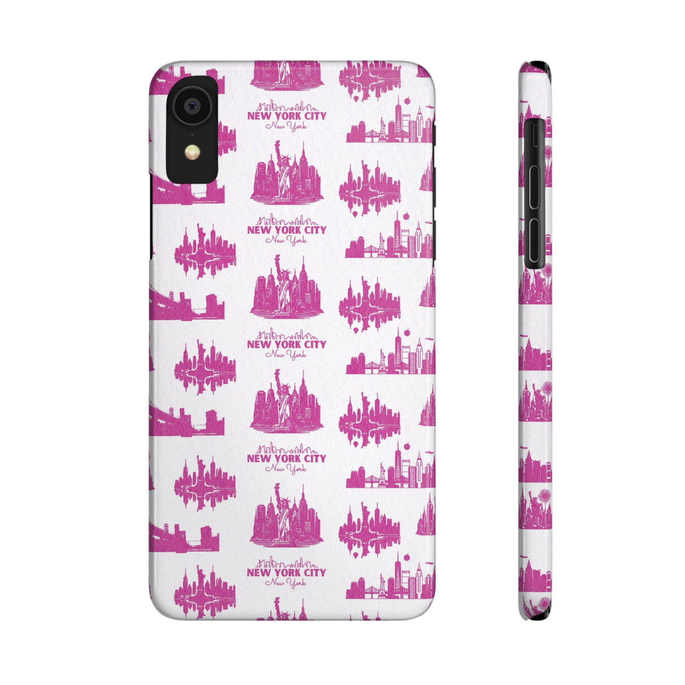 Slim New York Skyline Pink Collage Coquette Gift for Her Cute Phone Cases for Iphone 16 Pro Max | iPhone 15 Case | iPhone 15 Pro Max Case, Iphone 14, Iphone 14 Pro Max, Iphone 13 12 11 8 7