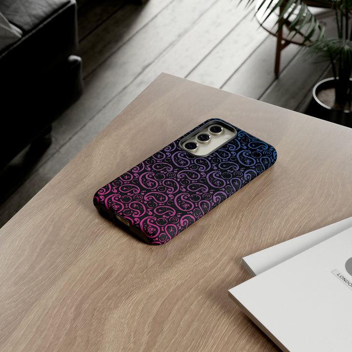 Cool Phone Case | Aesthetic Phone Case | Paisley Blue Pink Black | For Samsung Galaxy S23, S22, S21, S20 | Luxury Double Layer | Cute - Studio40ParkLane