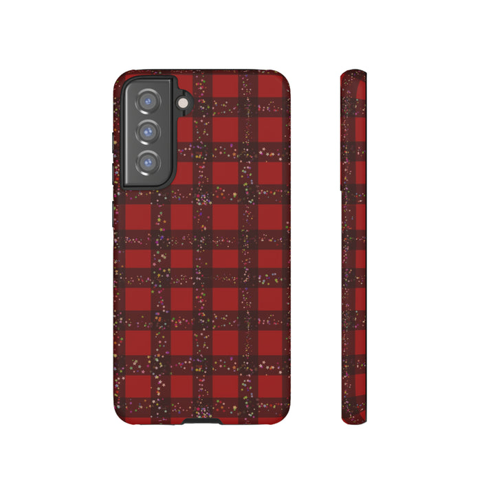 Samsung Phone Cases, Designer Samsung Galaxy S23 Phone Case, Samsung S22 Case, Samsung S21 Case, Samsung S20 Case, Red Festive Plaid - Studio40ParkLane