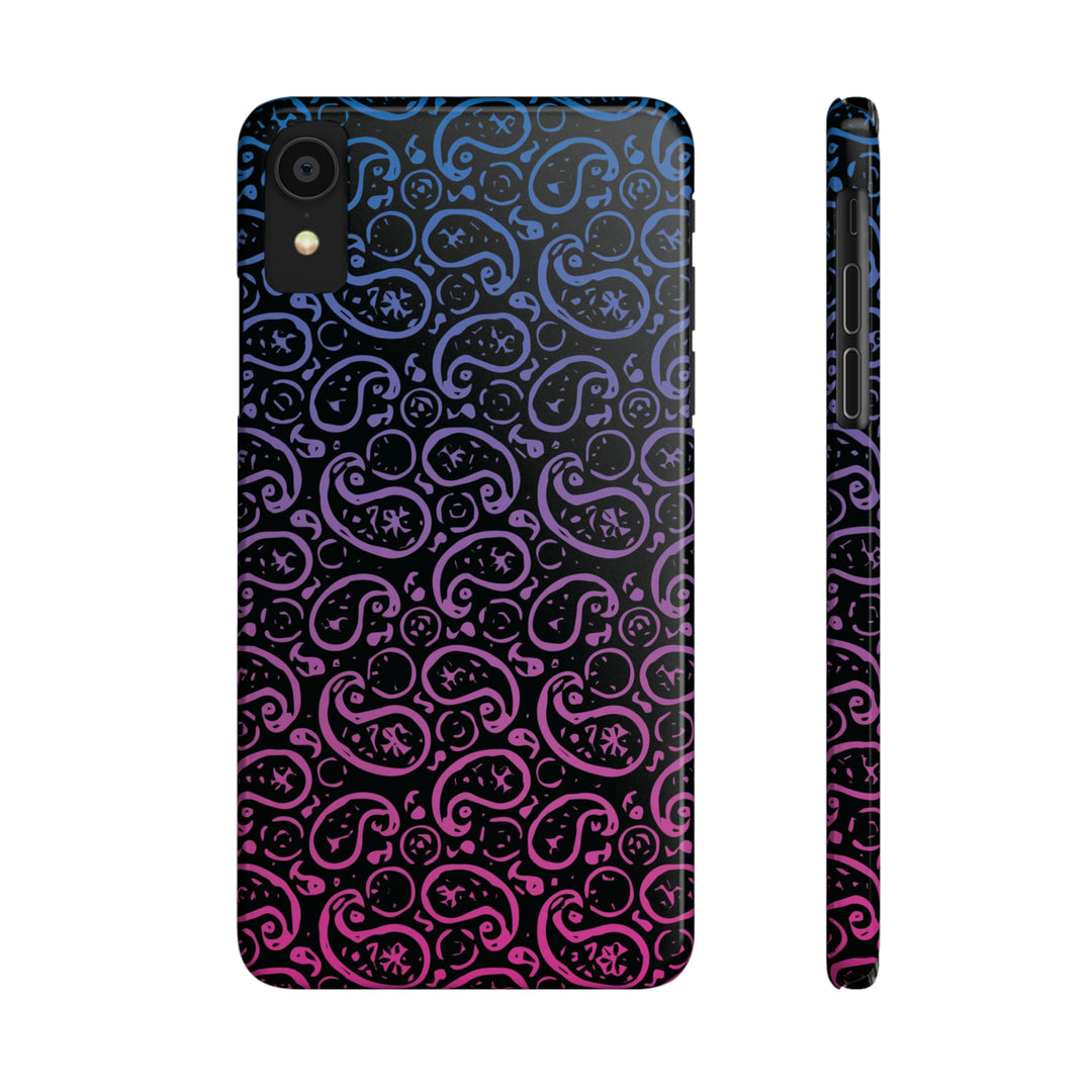 Slim Cute Phone Cases for Iphone - | iPhone 15 Case | iPhone 15 Pro Max Case, Iphone 14 Case, Iphone 14 Pro Max, Iphone 13, Paisley Blue Pink Black - Studio40ParkLane