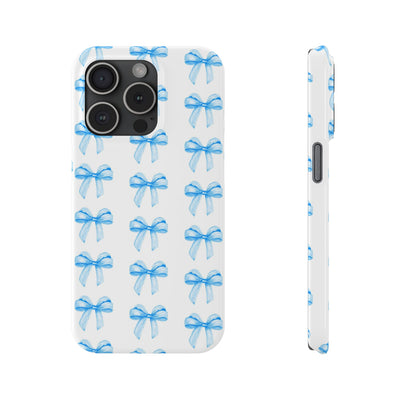 Slim Blue Bows Cute Phone Cases for Iphone 16 Pro Max | iPhone 15 Case | iPhone 15 Pro Max Case, Iphone 14, Iphone 14 Pro Max, Iphone 13 12 11 8 7