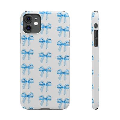 Slim Blue Bows Cute Phone Cases for Iphone 16 Pro Max | iPhone 15 Case | iPhone 15 Pro Max Case, Iphone 14, Iphone 14 Pro Max, Iphone 13 12 11 8 7