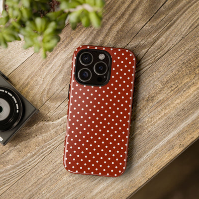 Aesthetic Tough Clay Red Polka Dots Premium Phone Case - For iPhone 17 Pro Max iPhone 16 Pro iPhone 15 Iphone 14 Plus 13 Pro 12 11 10 XR XS - Studio40ParkLane