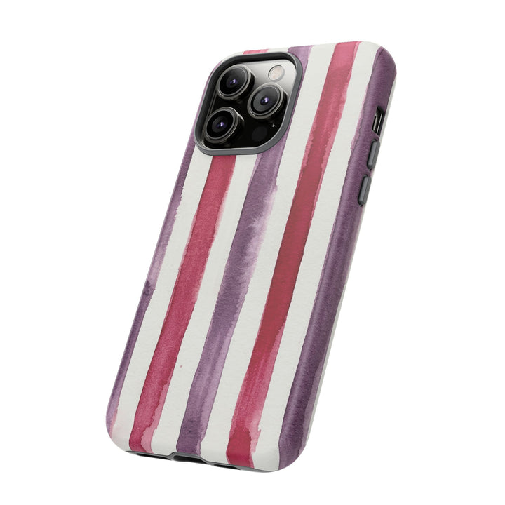 Tough Cute Wine Red Purple Stripes Phone Case, for IPhone 17 Pro Max | Iphone 17 Air, Iphone 16, IPhone 15, 14 13 12, Samsung Galaxy S26, S25, S24, S23 - Studio40ParkLane