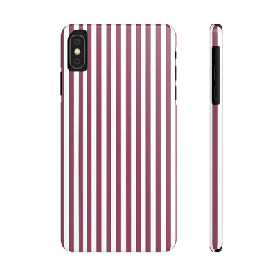 Slim Claret Red Striped Cute Phone Case for Iphone 16 - | iPhone 15 Pro Max Case | iPhone 14 Case Iphone 13 12 11 10 9 8 7 XS X Gift for Her - Studio40ParkLane