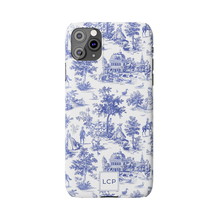 Slim Personalized Slim Blue Vintage French Toile Cute Phone Cases for Iphone 16 Pro Max | iPhone 15 Case | iPhone 15 Pro Max Case, Iphone 14, Iphone 14 Pro Max, Iphone 13 12 11 8 7 - Studio40ParkLane