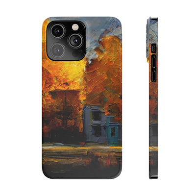 Slim Cute Phone Cases for Iphone - | iPhone 15 Case | iPhone 15 Pro Max Case, Iphone 14 Case, Iphone 14 Pro Max, Iphone 13, Fall Leaves Oil Paint Effect