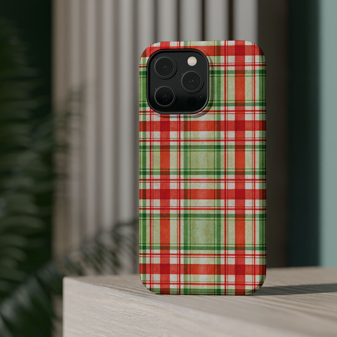 Aesthetic Tough Magsafe Red Green Checkered Phone Case - For iPhone 17 Pro Max iPhone 16 Pro iPhone 15 Iphone 14 Plus 13 Pro 12 11 10 - Studio40ParkLane