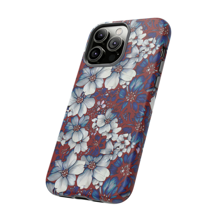 Cute IPhone Case | Red Blue Flowers, iPhone 15 Case | iPhone 15 Pro Case, Iphone 14 Case, Iphone 14 Pro Max Case, Protective Iphone Case - Studio40ParkLane