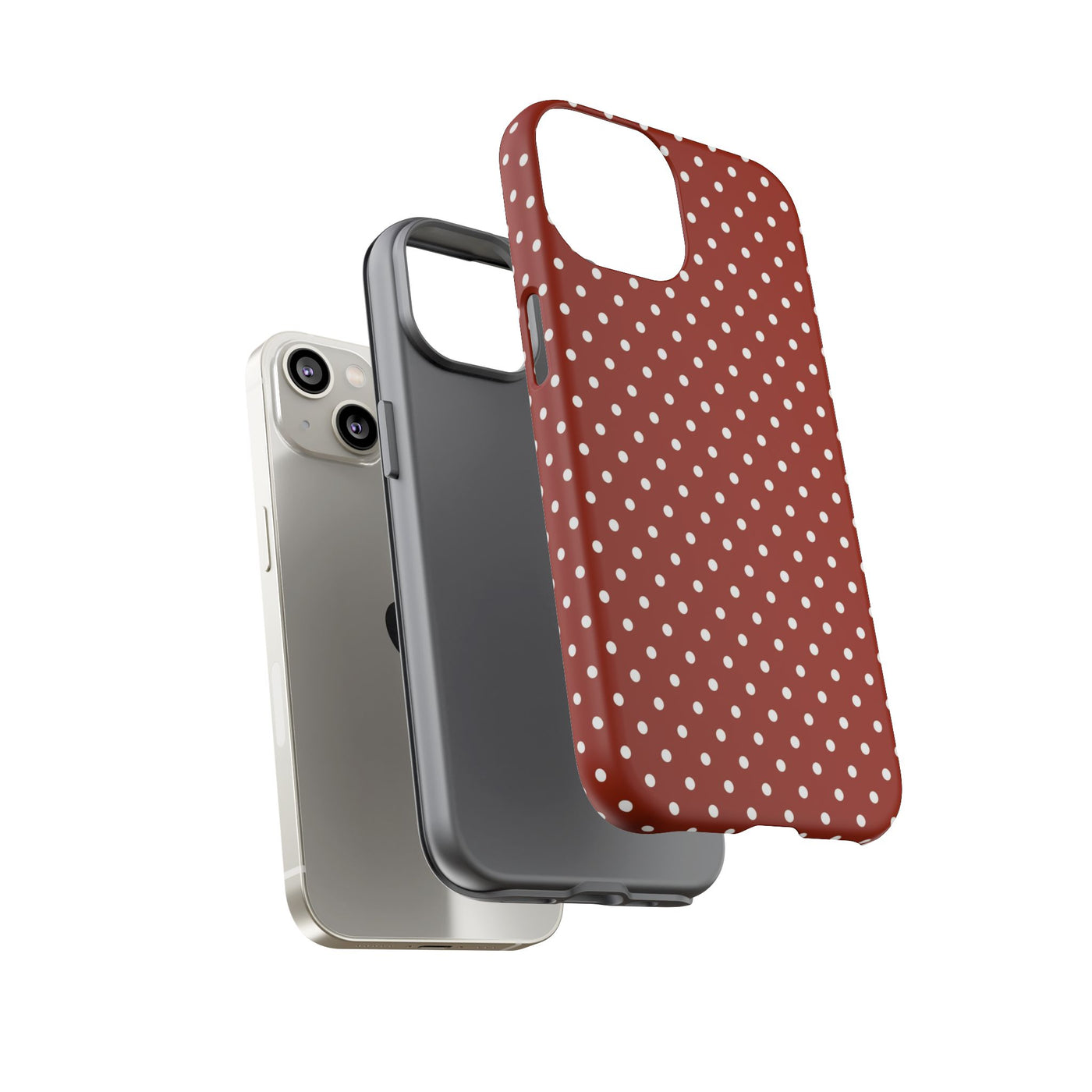 Aesthetic Tough Clay Red Polka Dots Premium Phone Case - For iPhone 17 Pro Max iPhone 16 Pro iPhone 15 Iphone 14 Plus 13 Pro 12 11 10 XR XS - Studio40ParkLane