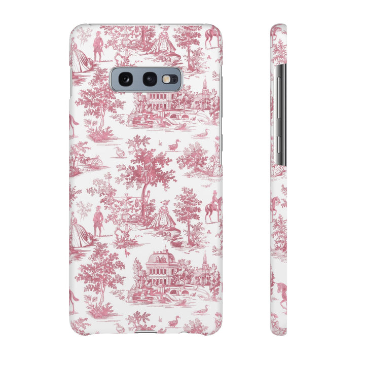 Sleek Snap Pink French Toile Cute Phone Case for iPhone 16 15 14 13 12 11 X Xs Max Xr Pro Plus Samsung Galaxy S24 S23 S22 S21 S20 Note Ultra
