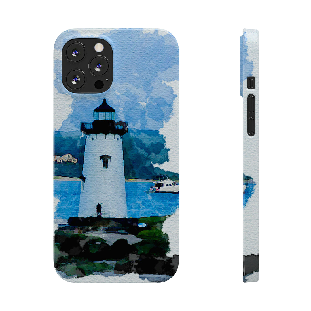 Slim Cute Phone Cases for Iphone - | iPhone 15 Case | iPhone 15 Pro Max Case, Iphone 14 Case, Iphone 14 Pro Max, Iphone 13, Beach Lighthouse Blue - Studio40ParkLane