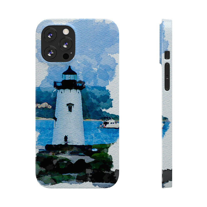 Slim Cute Phone Cases for Iphone - | iPhone 15 Case | iPhone 15 Pro Max Case, Iphone 14 Case, Iphone 14 Pro Max, Iphone 13, Beach Lighthouse Blue - Studio40ParkLane