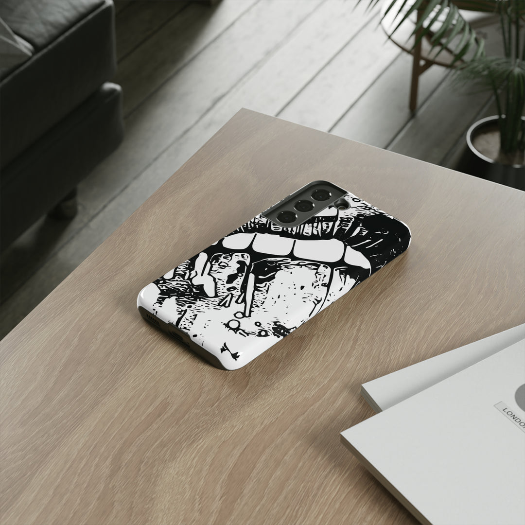 Cute Samsung Phone Case | Aesthetic Samsung Phone Case | Smile Lips Black White | Galaxy S23, S22, S21, S20 | Luxury Double Layer | Cool - Studio40ParkLane