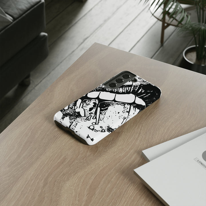 Cute Samsung Phone Case | Aesthetic Samsung Phone Case | Smile Lips Black White | Galaxy S23, S22, S21, S20 | Luxury Double Layer | Cool - Studio40ParkLane